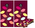 Cornhole Game Board Vinyl Skin Wrap Kit - Premium Laminated - Plain Leaves On Burgundy fits 24x48 game boards (GAMEBOARDS NOT INCLUDED)