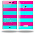 Psycho Stripes Neon Teal and Hot Pink - Decal Style Skin (fits Nokia Lumia 928)