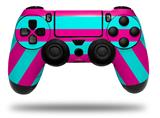 WraptorSkinz Skin compatible with Sony PS4 Dualshock Controller PlayStation 4 Original Slim and Pro Psycho Stripes Neon Teal and Hot Pink (CONTROLLER NOT INCLUDED)