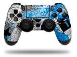 WraptorSkinz Skin compatible with Sony PS4 Dualshock Controller PlayStation 4 Original Slim and Pro Checker Skull Splatter Blue (CONTROLLER NOT INCLUDED)