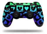 WraptorSkinz Skin compatible with Sony PS4 Dualshock Controller PlayStation 4 Original Slim and Pro Love Heart Checkers Rainbow (CONTROLLER NOT INCLUDED)