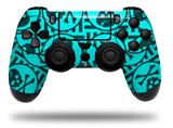 WraptorSkinz Skin compatible with Sony PS4 Dualshock Controller PlayStation 4 Original Slim and Pro Skull Patch Pattern Blue (CONTROLLER NOT INCLUDED)