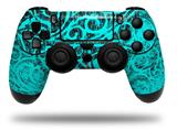 WraptorSkinz Skin compatible with Sony PS4 Dualshock Controller PlayStation 4 Original Slim and Pro Folder Doodles Neon Teal (CONTROLLER NOT INCLUDED)
