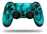 WraptorSkinz Skin compatible with Sony PS4 Dualshock Controller PlayStation 4 Original Slim and Pro Liquid Metal Chrome Neon Teal (CONTROLLER NOT INCLUDED)