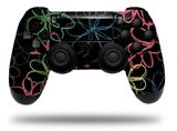 WraptorSkinz Skin compatible with Sony PS4 Dualshock Controller PlayStation 4 Original Slim and Pro Kearas Flowers on Black (CONTROLLER NOT INCLUDED)