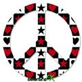 Hearts and Stars Red - Peace Sign Car Window Decal 6 x 6 inches