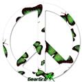 Butterflies Green - Peace Sign Car Window Decal 6 x 6 inches