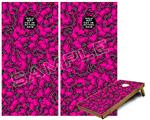 Cornhole Game Board Vinyl Skin Wrap Kit - Scattered Skulls Hot Pink fits 24x48 game boards (GAMEBOARDS NOT INCLUDED)