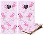 Cornhole Game Board Vinyl Skin Wrap Kit - Flamingos on Pink fits 24x48 game boards (GAMEBOARDS NOT INCLUDED)