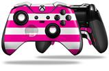 Psycho Stripes Hot Pink and White - Decal Style Skin fits Microsoft XBOX One ELITE Wireless Controller