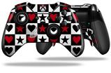 Hearts and Stars Red - Decal Style Skin fits Microsoft XBOX One ELITE Wireless Controller