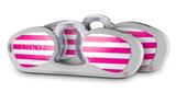 Decal Style Vinyl Skin Wrap 2 Pack for Nooz Glasses Rectangle Case Psycho Stripes Hot Pink and White (NOOZ NOT INCLUDED) by WraptorSkinz