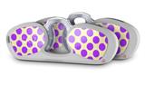 Decal Style Vinyl Skin Wrap 2 Pack for Nooz Glasses Rectangle Case Kearas Polka Dots Purple On Cream (NOOZ NOT INCLUDED) by WraptorSkinz