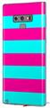 Decal style Skin Wrap compatible with Samsung Galaxy Note 9 Psycho Stripes Neon Teal and Hot Pink