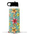 Skin Wrap Decal compatible with Hydro Flask Wide Mouth Bottle 32oz Beach Flowers Seafoam Green (BOTTLE NOT INCLUDED)