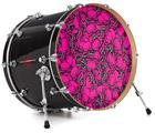 Vinyl Decal Skin Wrap for 22" Bass Kick Drum Head Scattered Skulls Hot Pink - DRUM HEAD NOT INCLUDED