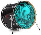 Vinyl Decal Skin Wrap for 22" Bass Kick Drum Head Liquid Metal Chrome Neon Teal - DRUM HEAD NOT INCLUDED