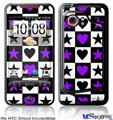 HTC Droid Incredible Skin - Purple Hearts And Stars