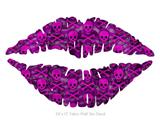 Pink Skull Bones - Kissing Lips Fabric Wall Skin Decal measures 24x15 inches