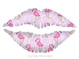 Flamingos on Pink - Kissing Lips Fabric Wall Skin Decal measures 24x15 inches