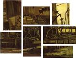Vincent Van Gogh Waterwheels - 7 Piece Fabric Peel and Stick Wall Skin Art (50x38 inches)