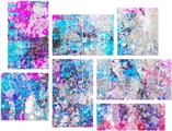 Graffiti Splatter - 7 Piece Fabric Peel and Stick Wall Skin Art (50x38 inches)