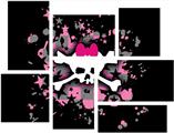 Scene Skull Splatter - 7 Piece Fabric Peel and Stick Wall Skin Art (50x38 inches)