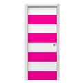 Psycho Stripes Hot Pink and White Door Skin (fits doors up to 34x84 inches)