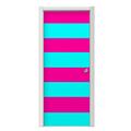 Psycho Stripes Neon Teal and Hot Pink Door Skin (fits doors up to 34x84 inches)