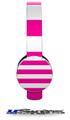 Psycho Stripes Hot Pink and White Decal Style Skin (fits Sol Republic Tracks Headphones - HEADPHONES NOT INCLUDED) 