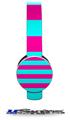 Psycho Stripes Neon Teal and Hot Pink Decal Style Skin (fits Sol Republic Tracks Headphones - HEADPHONES NOT INCLUDED) 