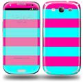 Psycho Stripes Neon Teal and Hot Pink - Decal Style Skin (fits Samsung Galaxy S III S3)