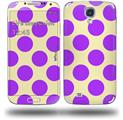 Kearas Polka Dots Purple On Cream - Decal Style Skin (fits Samsung Galaxy S IV S4)